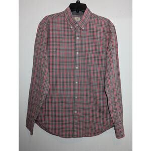 J. Crew Red, Green, and White Casual Button Down Shirt Size M (15-15.5)